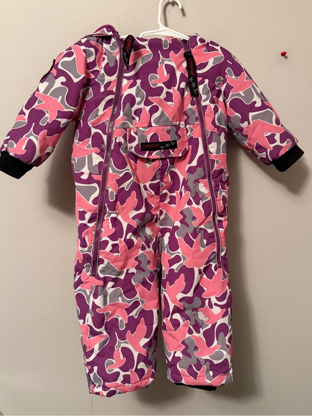 Canada Weather Gear One-Piece Hooded Snow Suit - Pink & Purple Camo